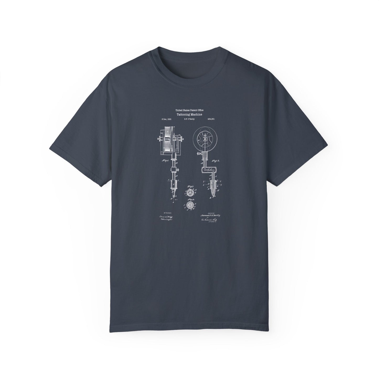 a blueprinted t - shirt with a drawing of a machine