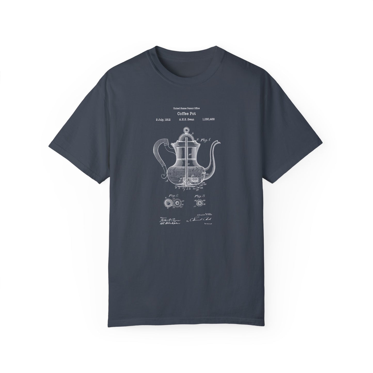 a gray t - shirt with a teapot on it