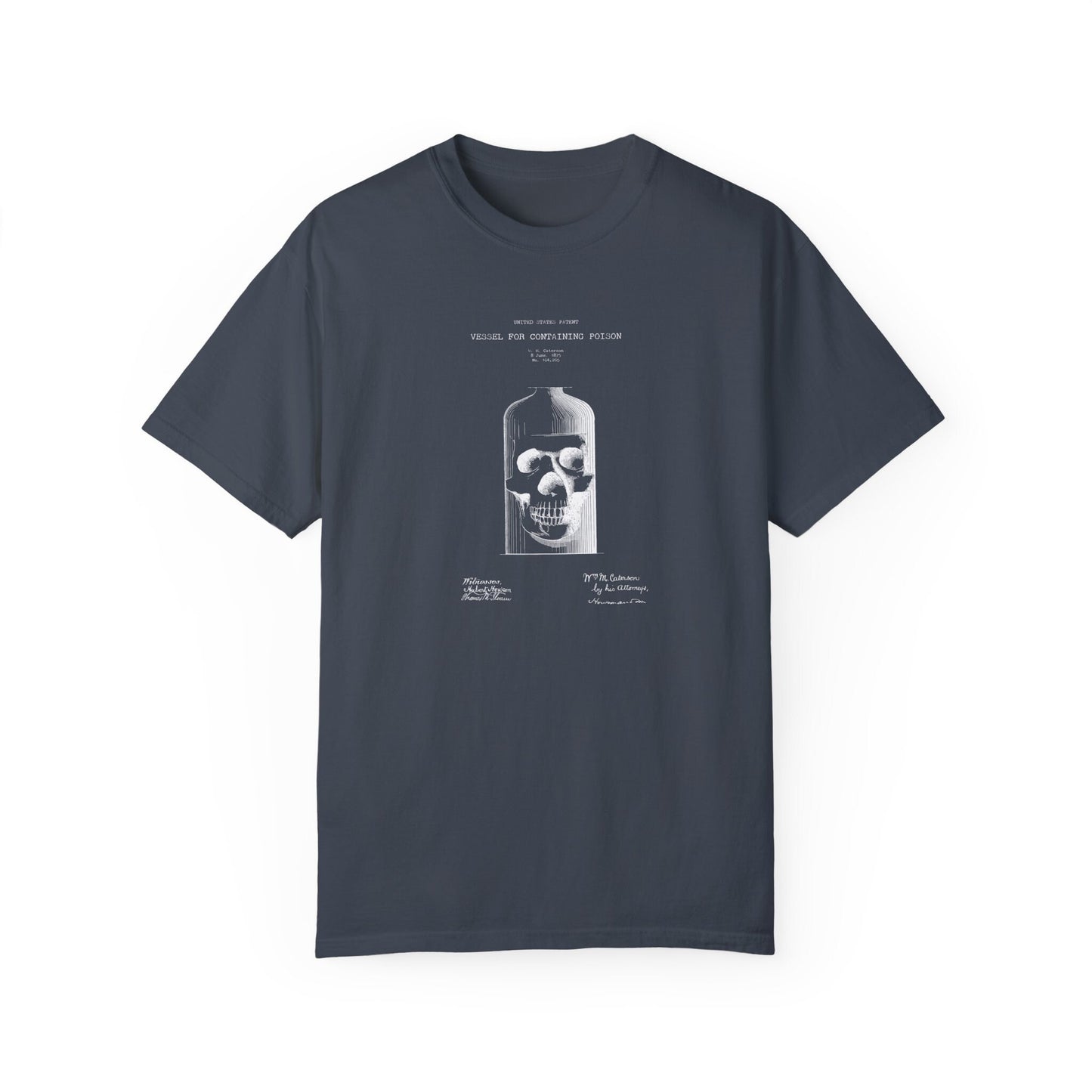 a blue t - shirt with a skull on it
