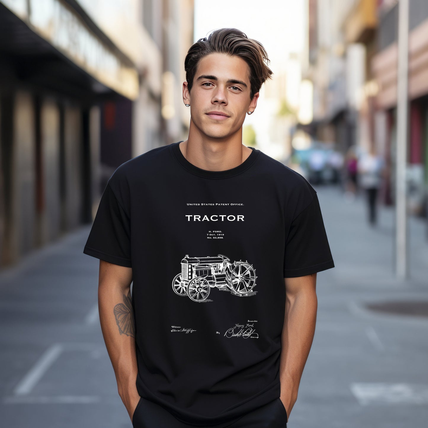 T shirt with US patent design from 1919 for a farm tractor by Henry Ford perfect gift for farmers, farm worker, agriculture vintage