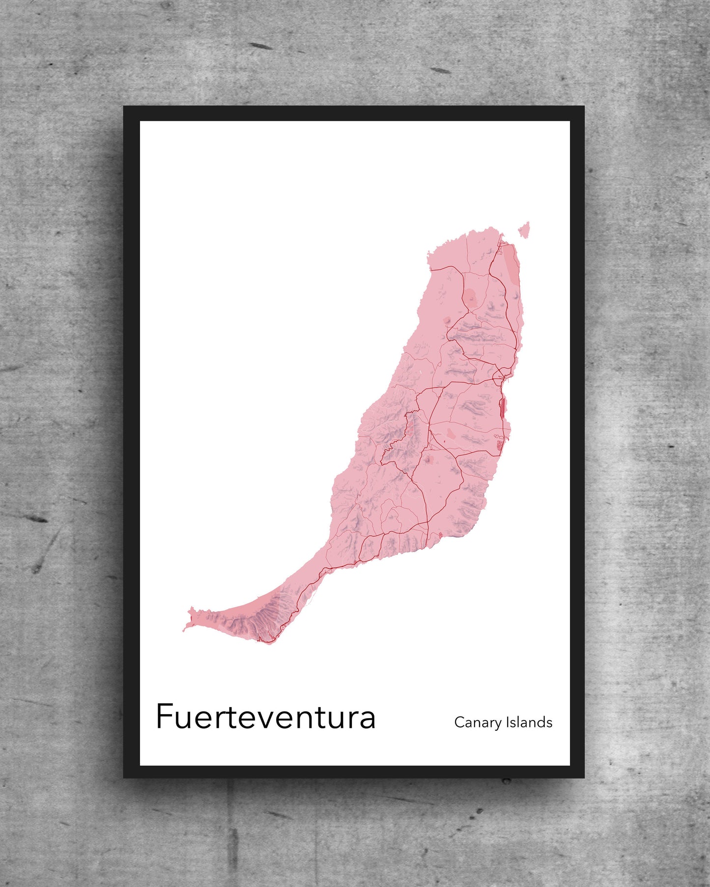 Fuerteventura green purple new print A modern minimalist map print of Quality colourful poster of on quality art paper