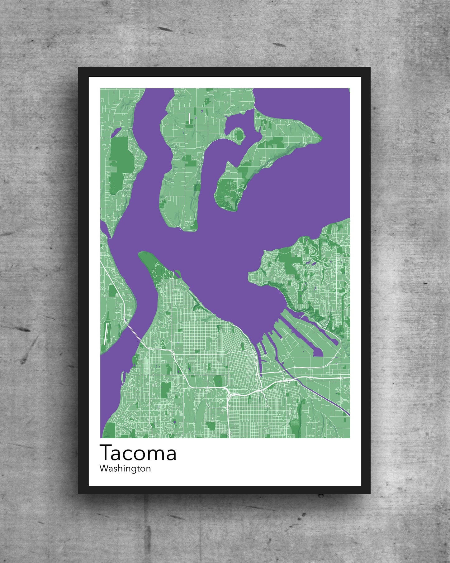 Tacoma modern minimalist map print poster. A colourful poster of Tacoma Washington on quality art paper