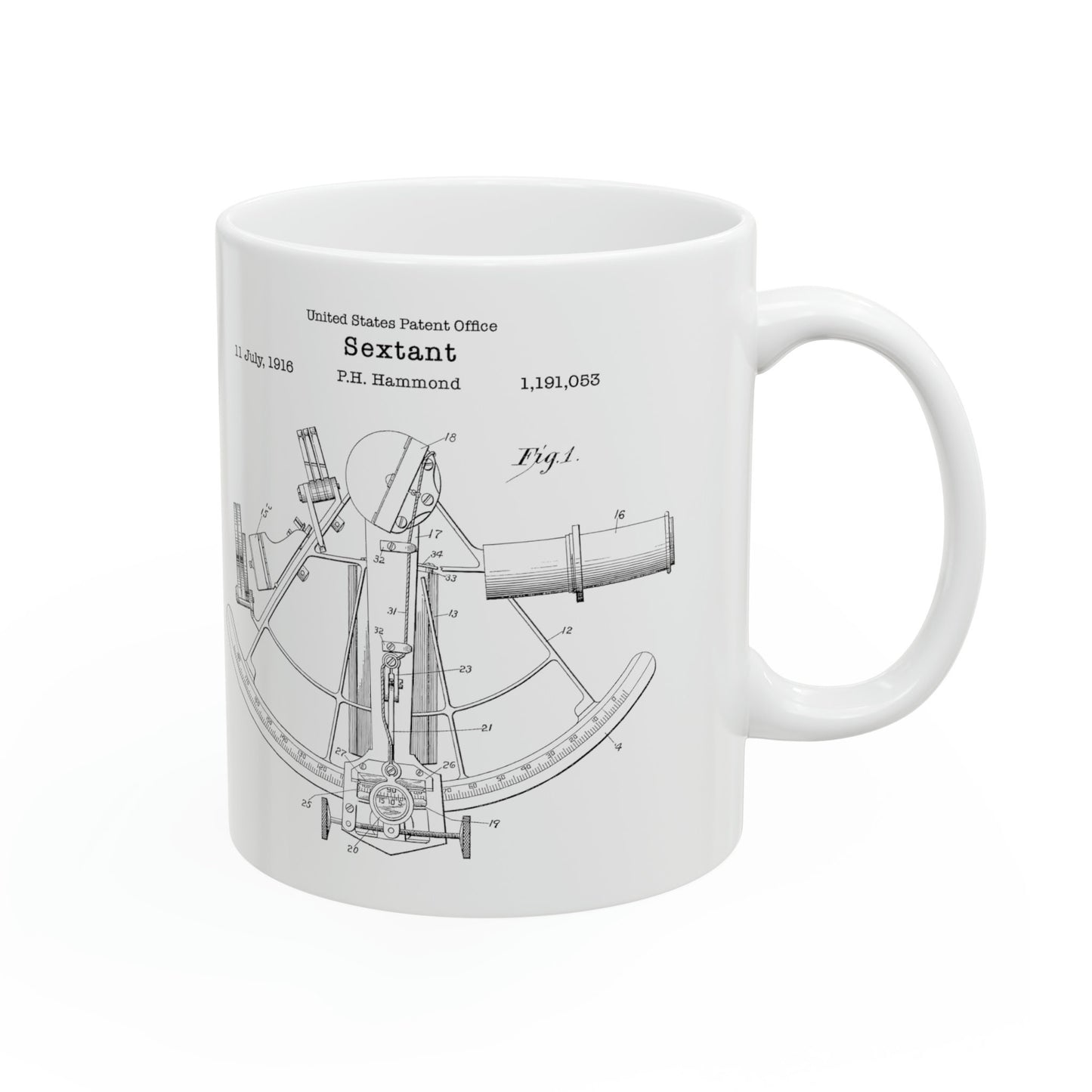 Vintage ships sextant patent design from the US Patent Office. Perfect gift for any navigator nautical maritime sailing ship navigation