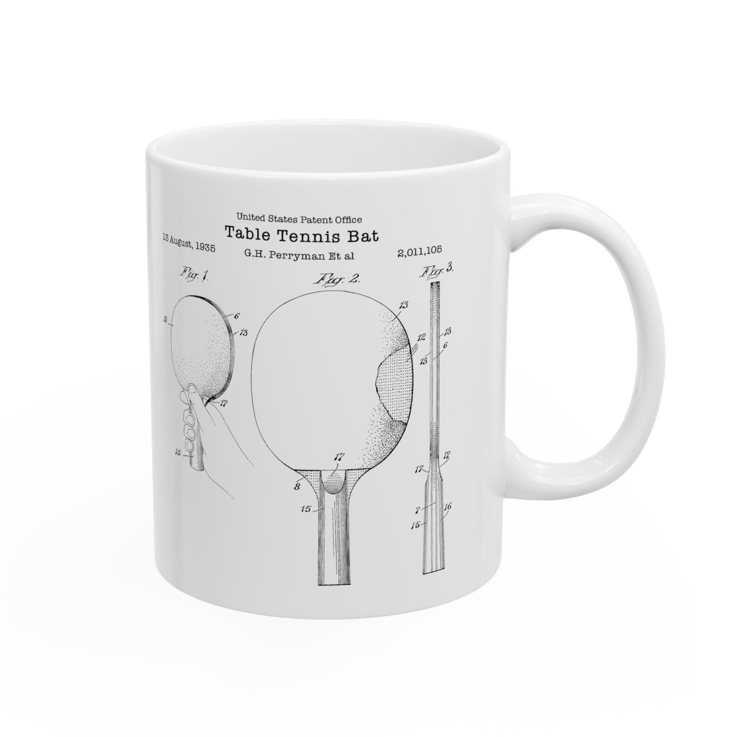 Table tennis bat patent design from the US Patent Office. Perfect gift for any table tennis or ping pong player, sports fan