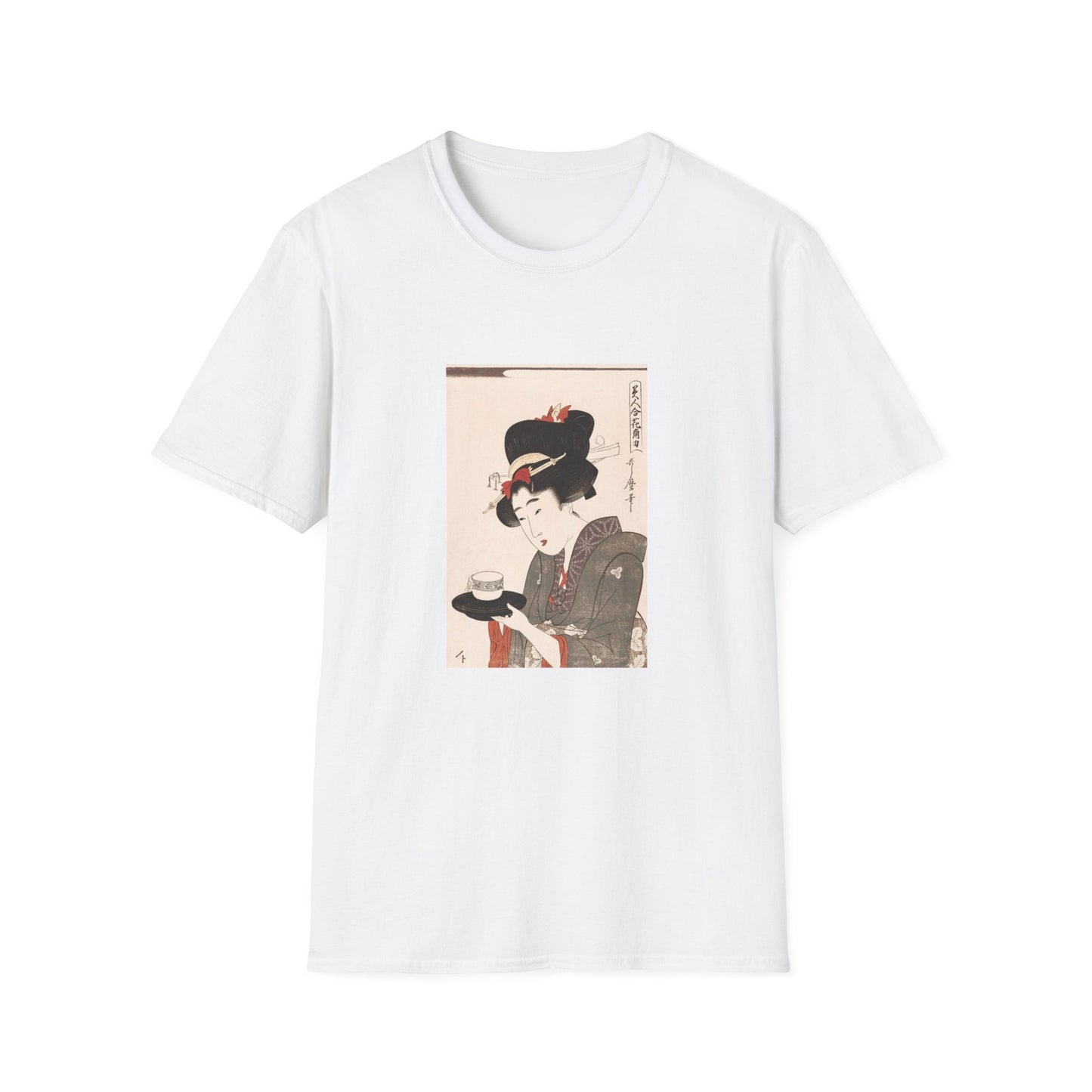 Woman Serving Tea at a Cafe by Kitagawa Utamaro Famous Japanese woodblock print T shirt