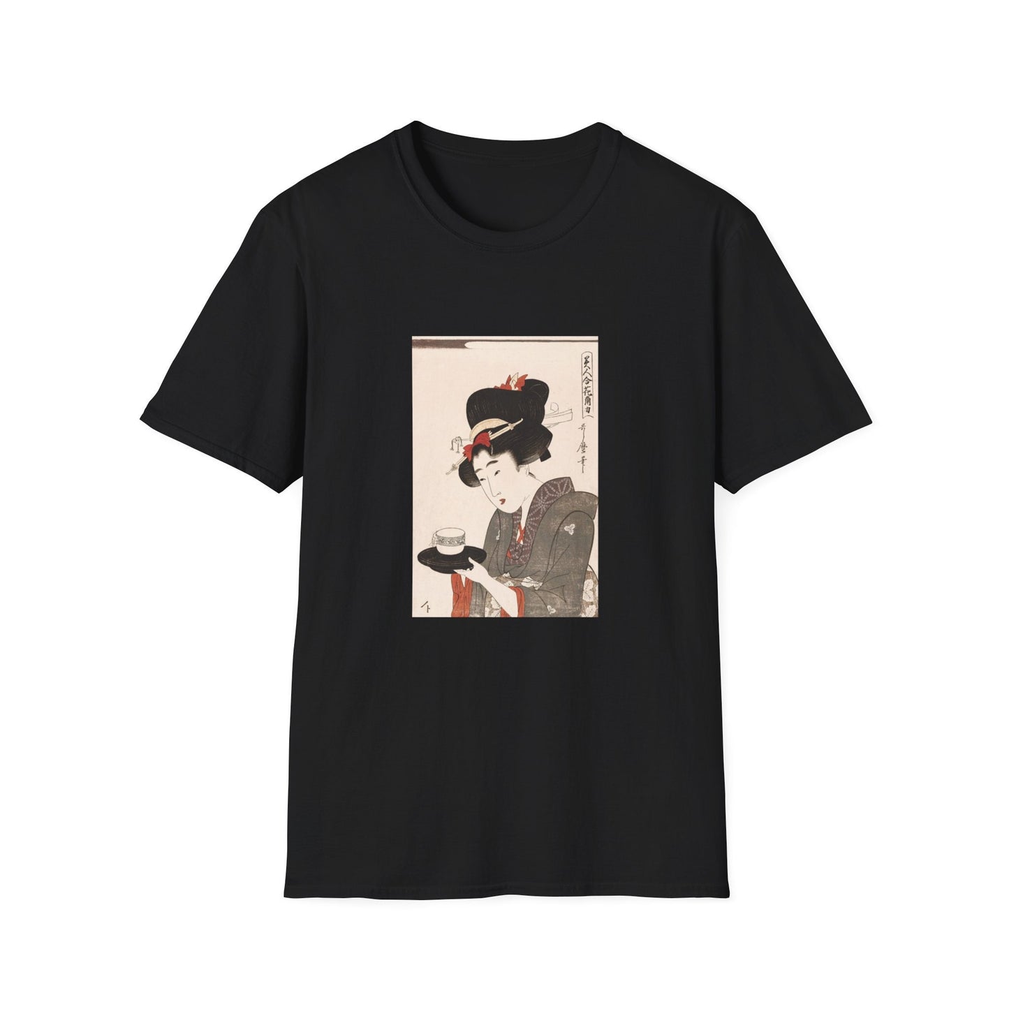 Woman Serving Tea at a Cafe by Kitagawa Utamaro Famous Japanese woodblock print T shirt