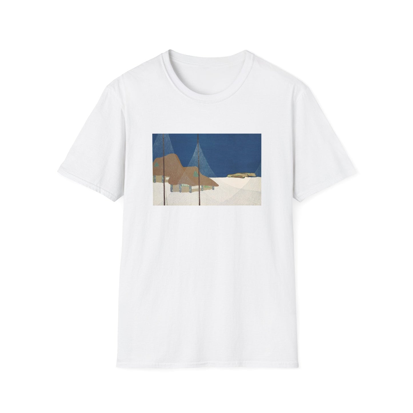 Kamisaka Sekka artist; Fishing village from Momoyogusa Flowers of a Hundred Generations T shirt  from famous Japanese woodblock print