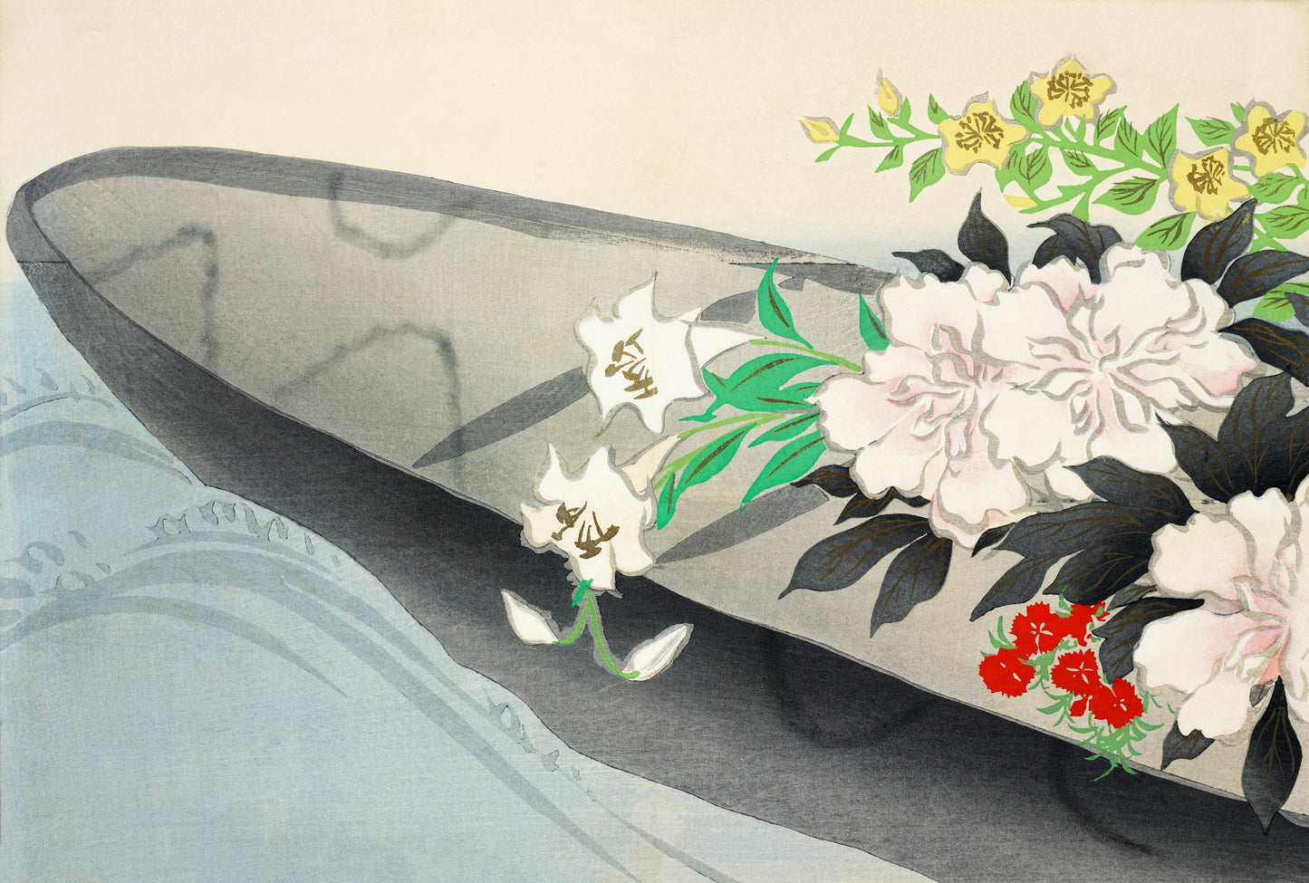 a painting of a surfboard with flowers on it