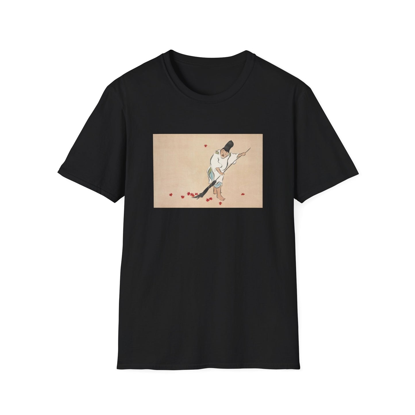 a black t - shirt with a painting of a woman holding a tennis racket