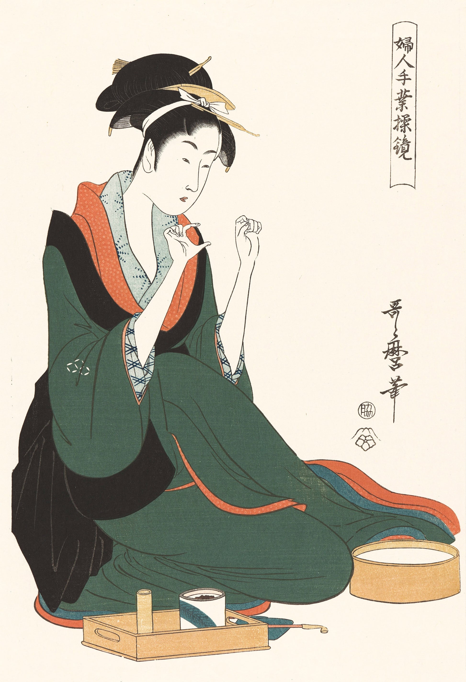 a painting of a woman sitting on the ground