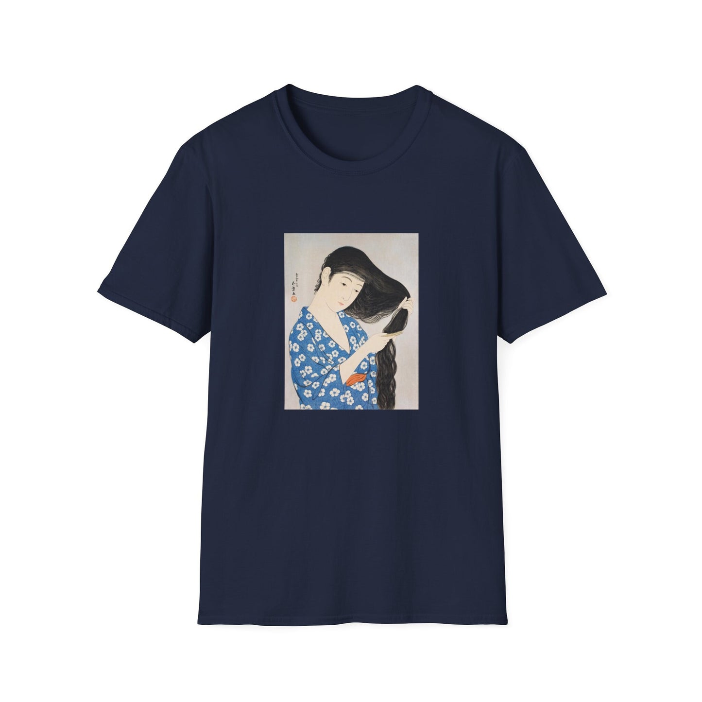 Woman Combing Her Hair by Goyo Hashiguchi T shirt from famous Japanese woodblock print