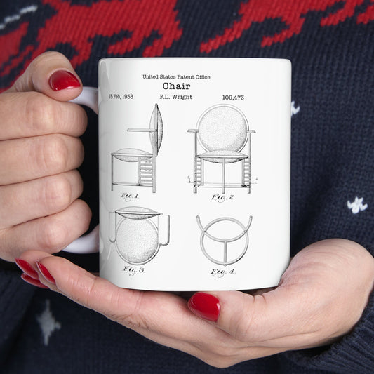 Chair design architect Frank Lloyd Wright from the US Patent Office. Perfect  11oz mug gift for any architect, interior designer, furniture