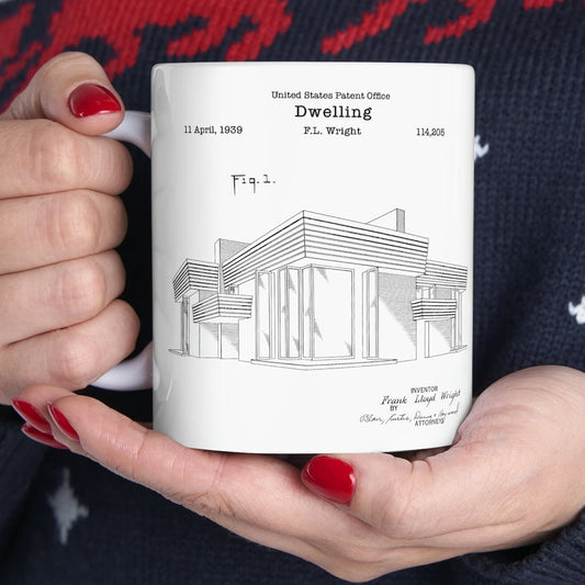 House or dwelling by architect Frank Lloyd Wright from the US Patent Office. Perfect 11oz mug gift for any architect, architecture lover