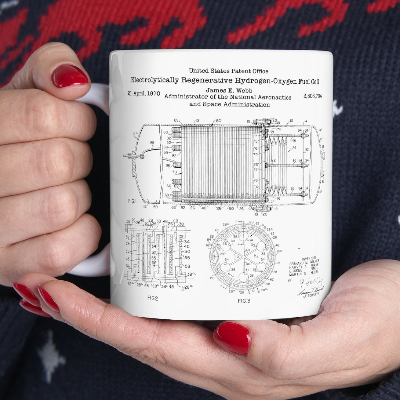 NASA Hydrogen fuel cell patent from the US Patent Office. Perfect gift for any scientist engineer engineering tech technology student