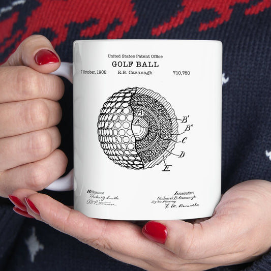 Old golf ball design from 1902 patent from the US Patent Office. An 11oz mug perfect as gift for any golfer or sport history buff