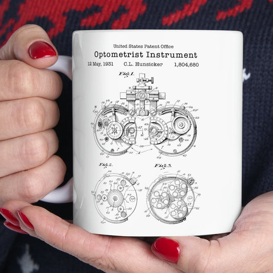 Optometry instrument for opticians patent design from the US Patent Office. Perfect gift for any optician optometrist optical eye health