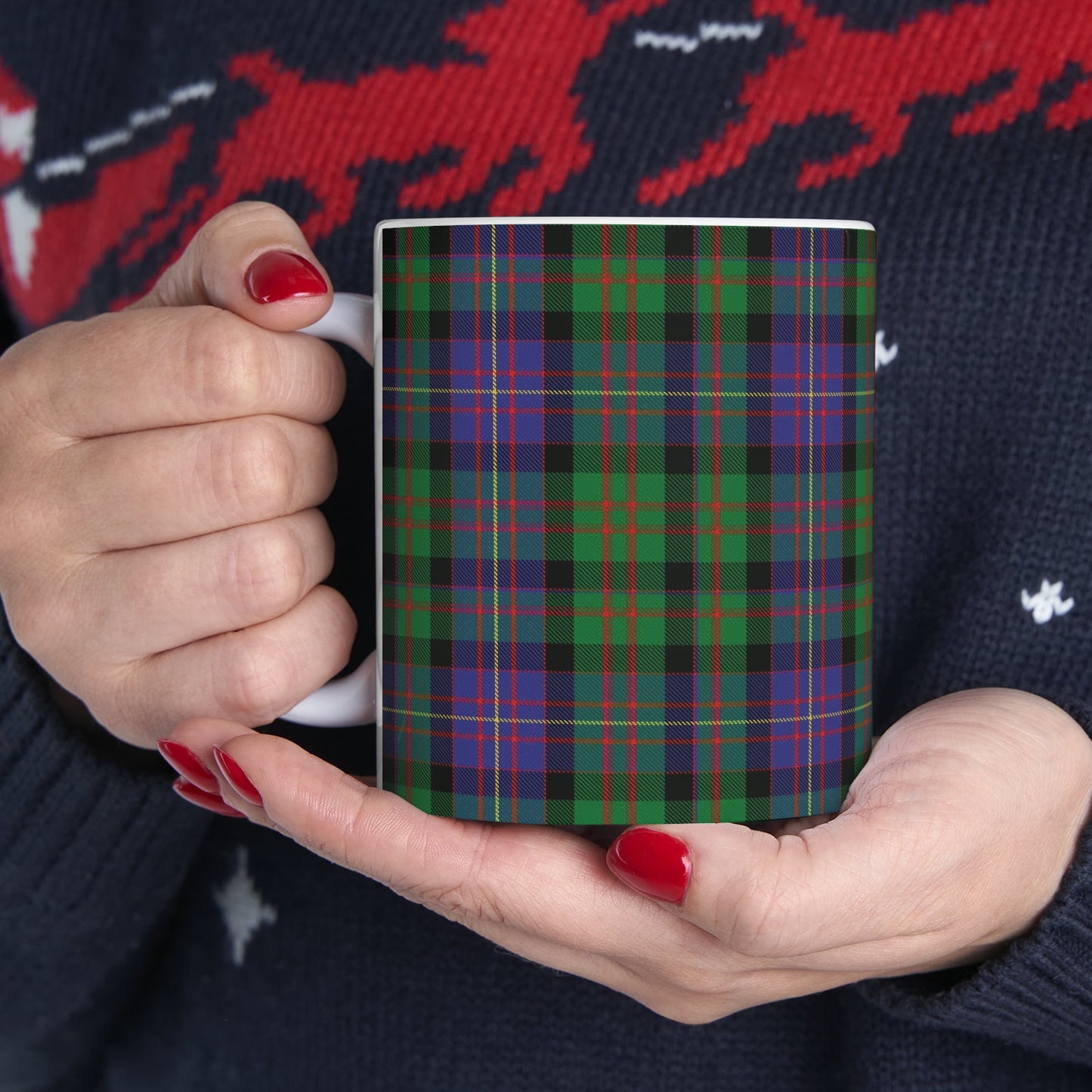 Cameron of Erracht. The elegant and colourful tartan on this mug is taken from the Scottish Register of Tartans based in Scotland.