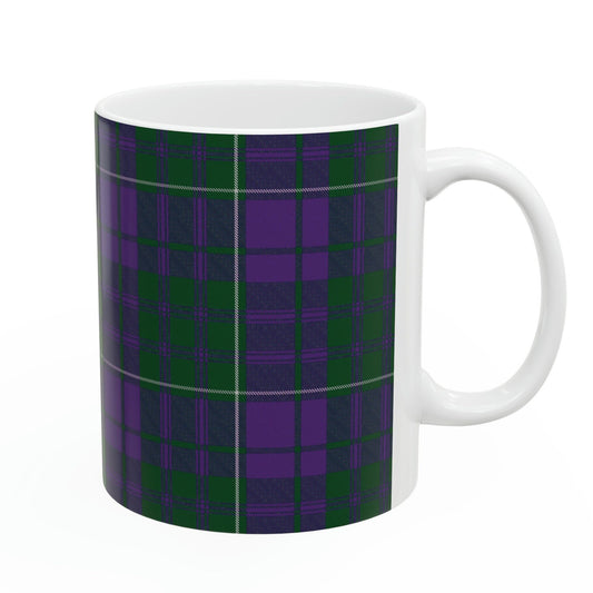 MacRae clan. The elegant and colourful tartan on this mug is taken from the Scottish Register of Tartans based in Scotland.