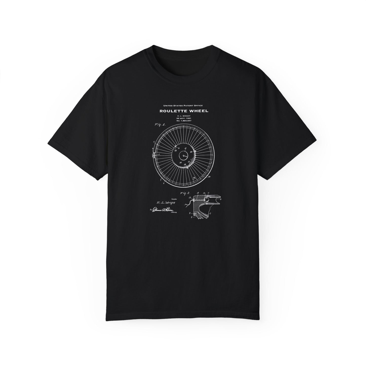 T shirt with US patent design from 1931 for a casino roulette wheel perfect gift for casino , gambling fans,