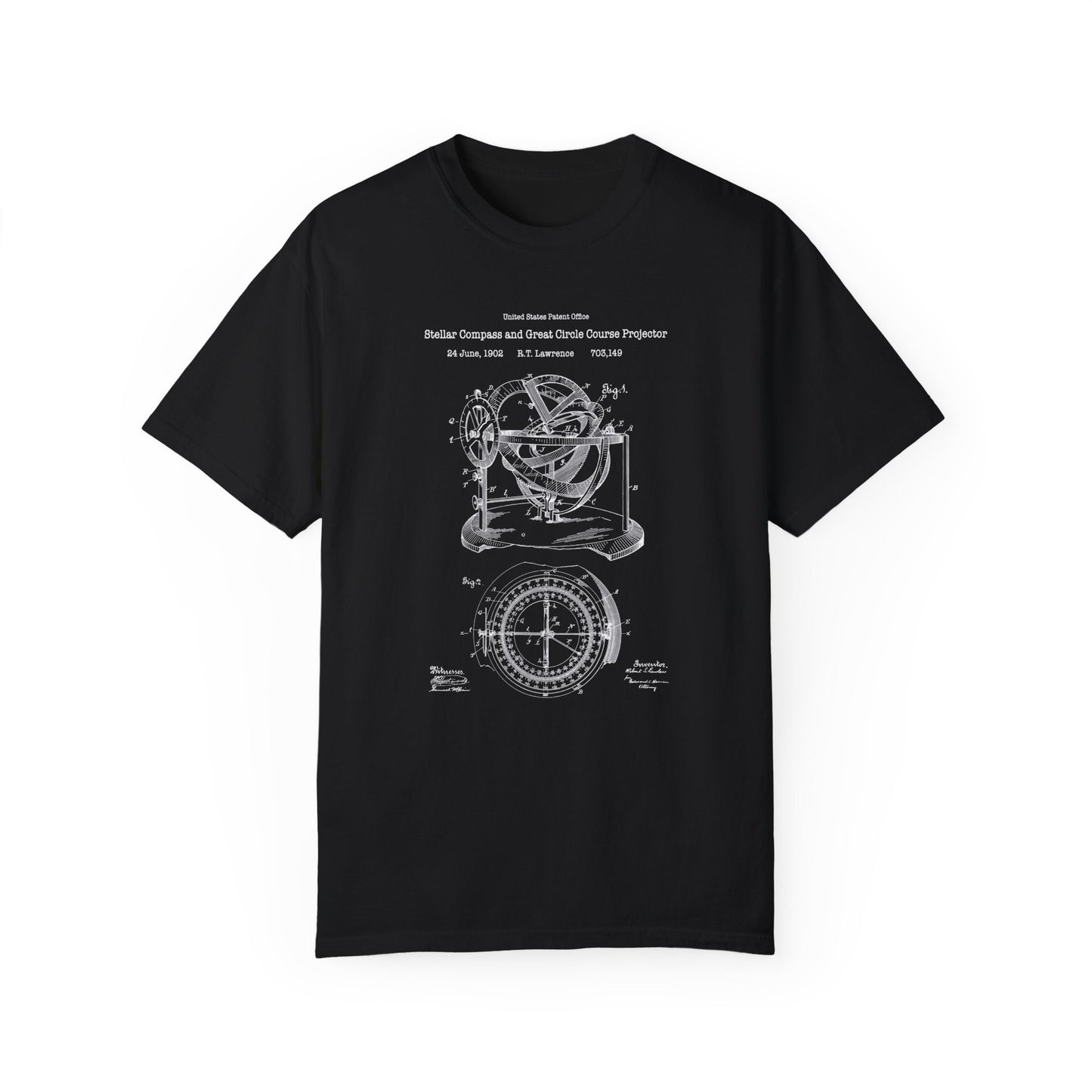 Nautical stellar compass navigation design from US Patent Office. A quality T shirt perfect for sailing lovers, sailors, navy, navigator