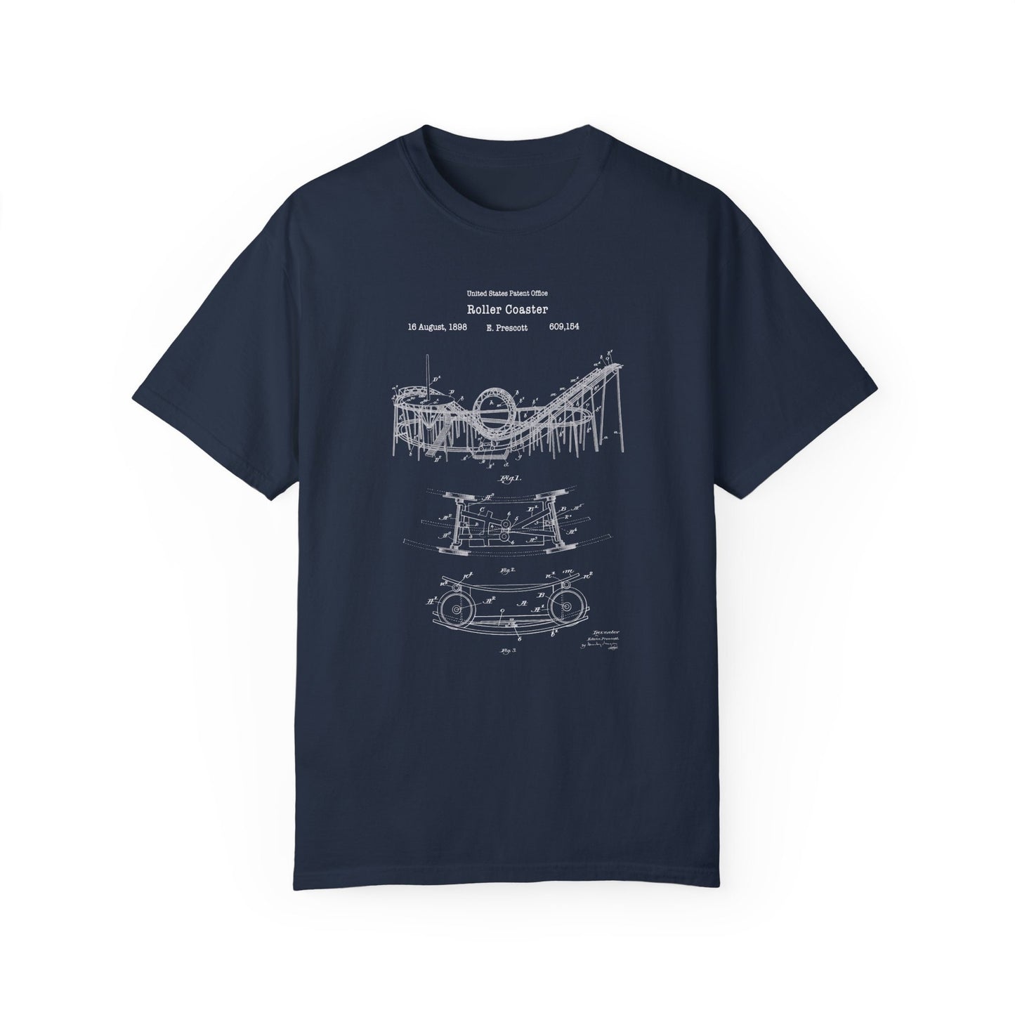 Vintage roller coaster  funfair design from US Patent Office. A quality T shirt perfect for funfair, amusement park lovers, rides,