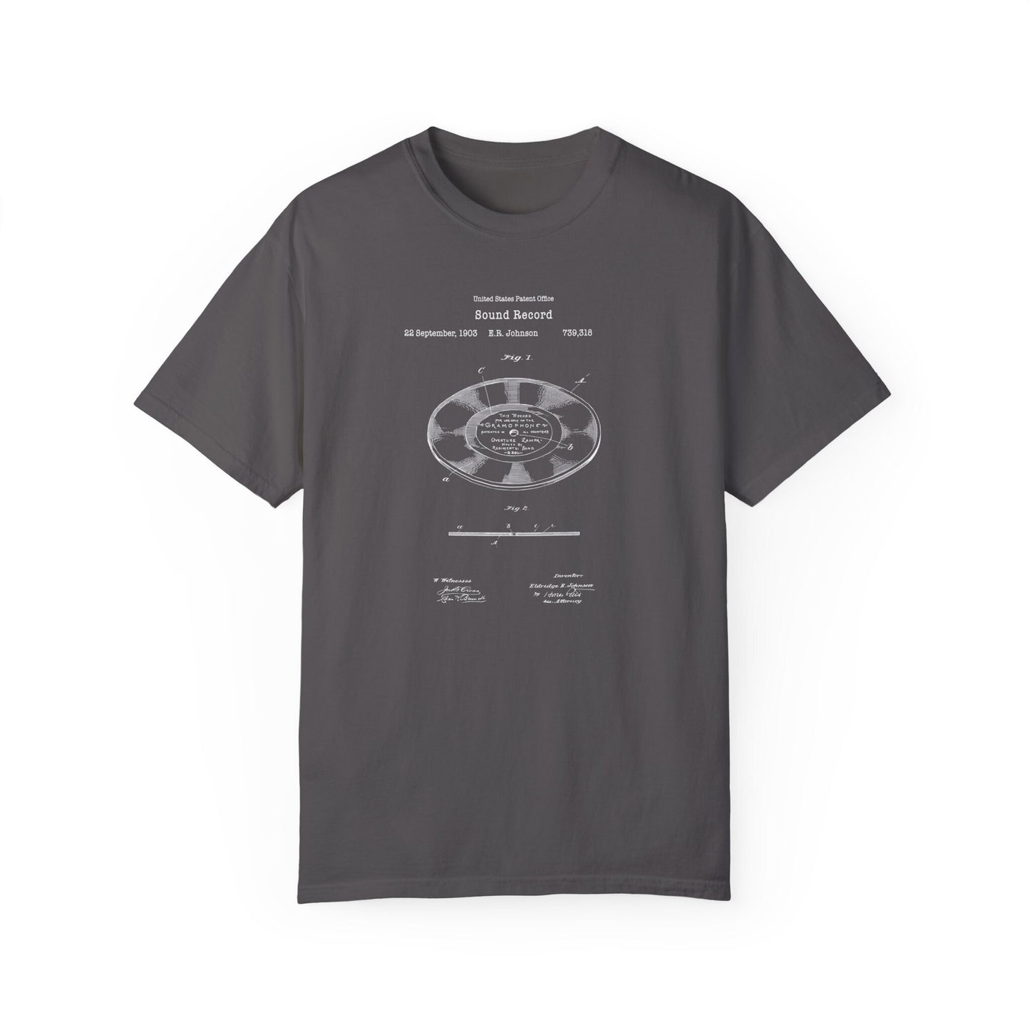 Old phonograph record design from US Patent Office. A quality T shirt perfect for music lover, hifi audiophiles, vinyl record collectors