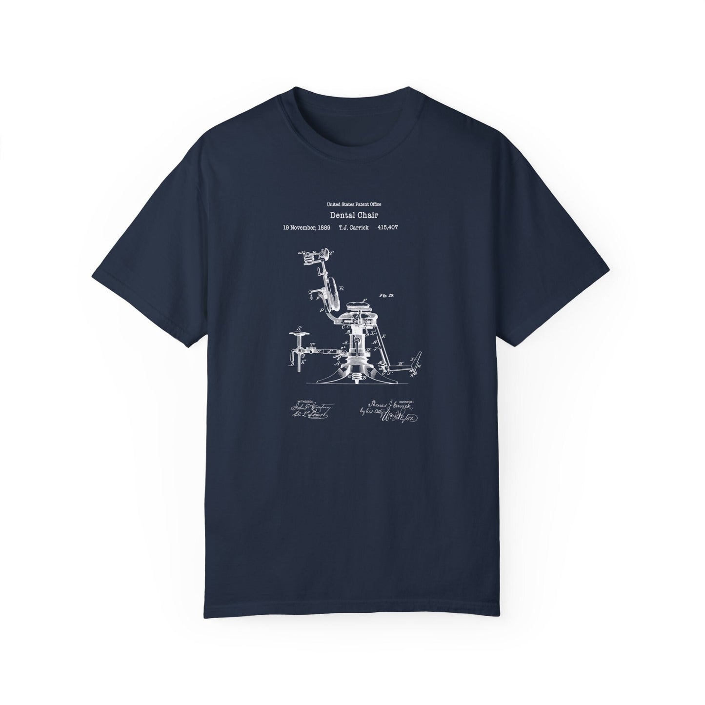 Antique dental chair design from US Patent Office. A quality T shirt perfect for dentists, dentistry, dental students, healthcare,