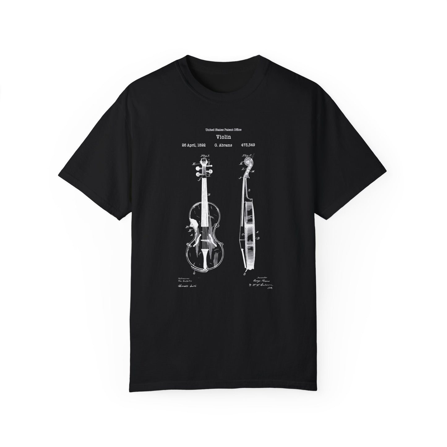 Vintage violin stringed musical instrument design from US Patent Office. A quality T shirt perfect for musicians, music lovers, violinists