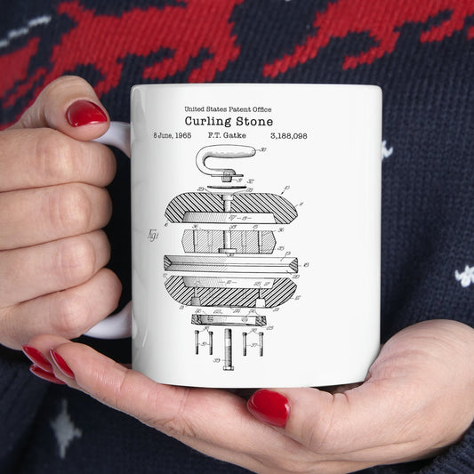 Curling stone patent design from US Patent Office mug Perfect gift for any curler, winter sports fan, curling player