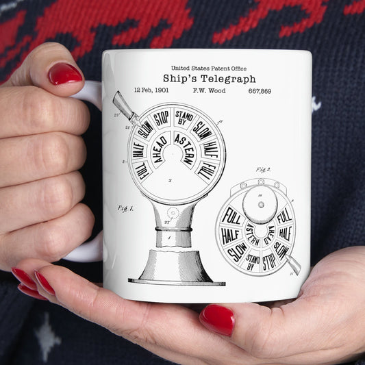 Old ships telegraph design from 1901 from the US Patent Office. Perfect 11oz mug gift for any sailor, sea captain, seafarer, nautical