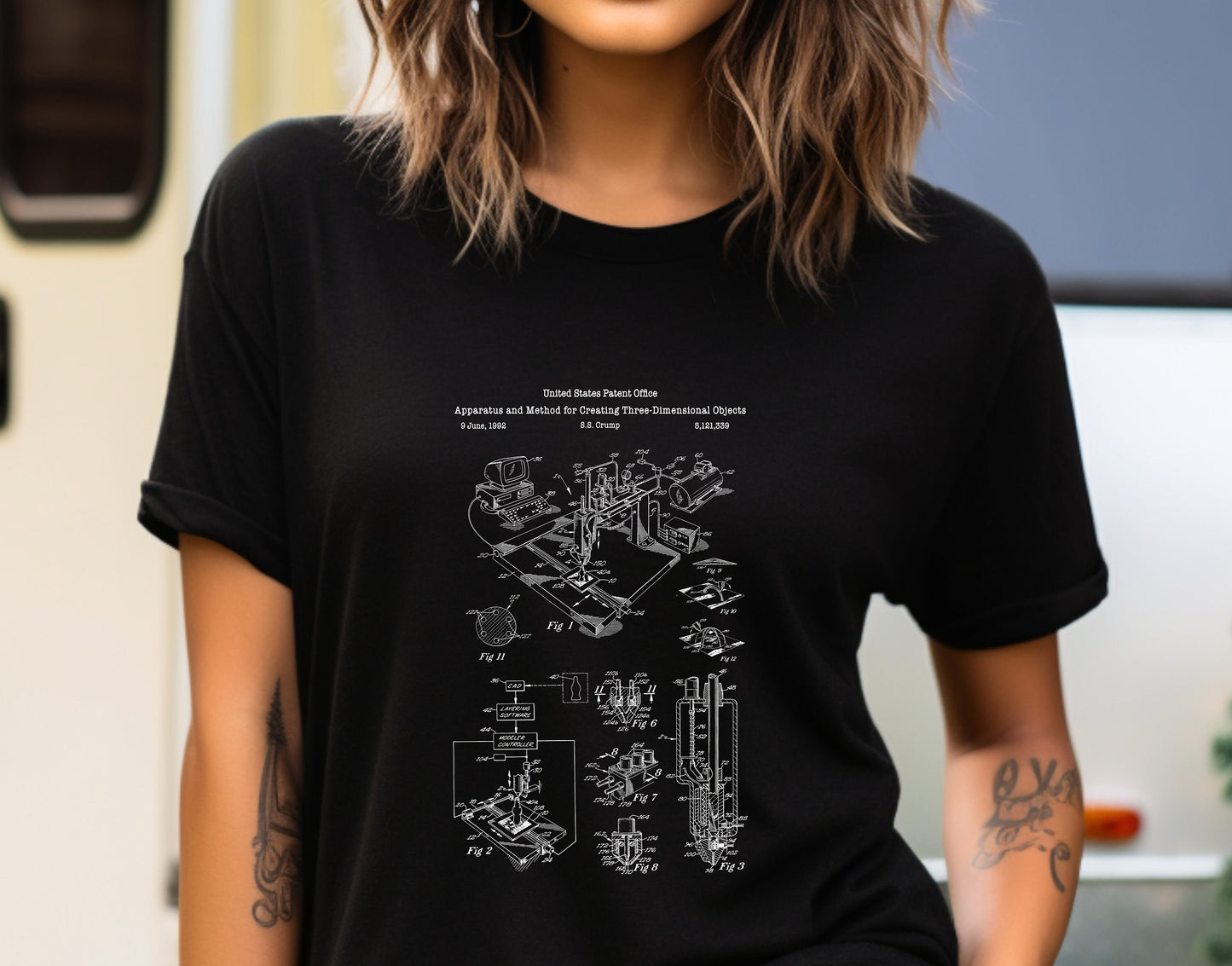 3D printer patent design on T-shirt from US Patent Office. Perfect gift for engineer, designer, tech geek