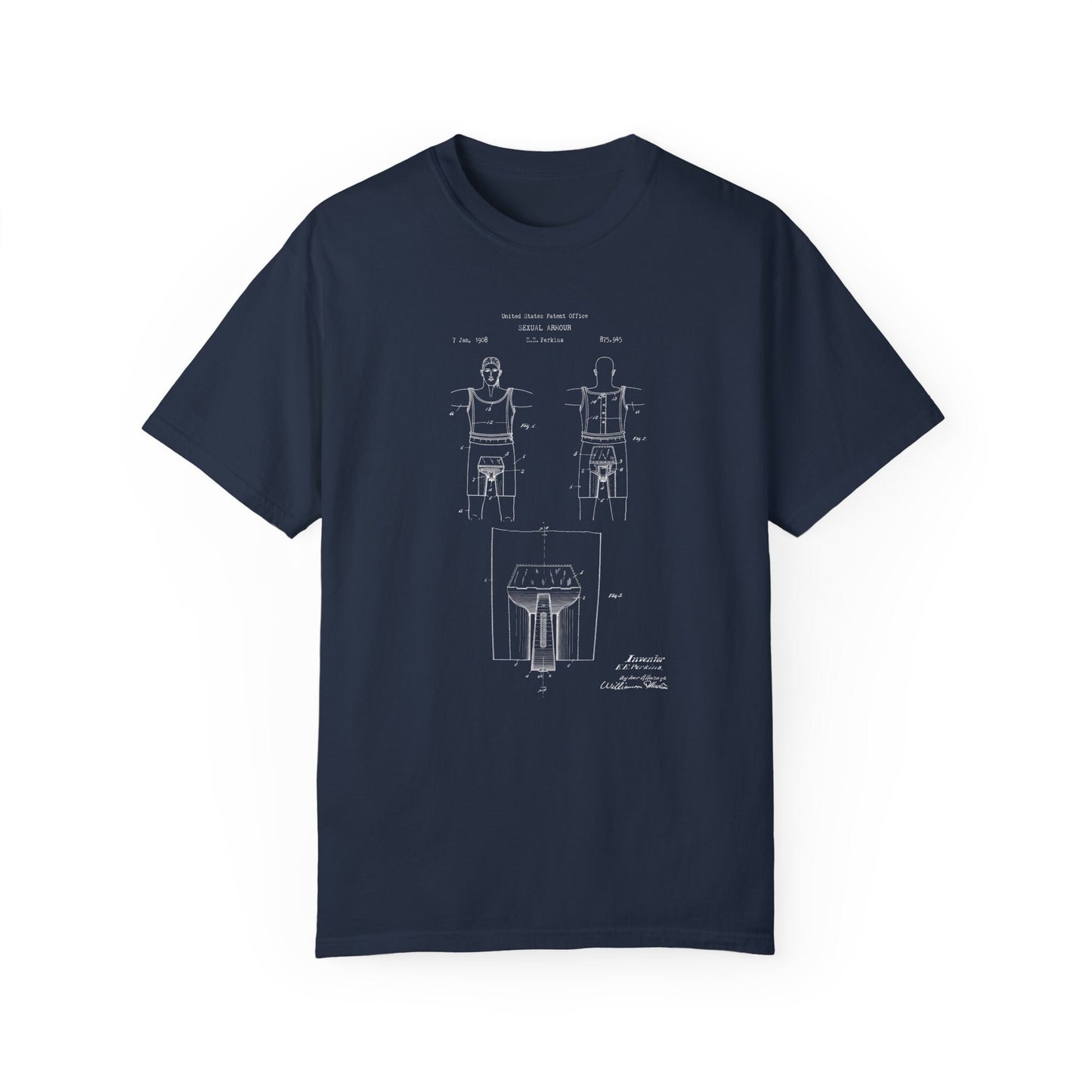 Sexual armour design from 1918 to cure and prevent masturbation t shirt from the US Patent Office . Perfect gift for boyfriends partners