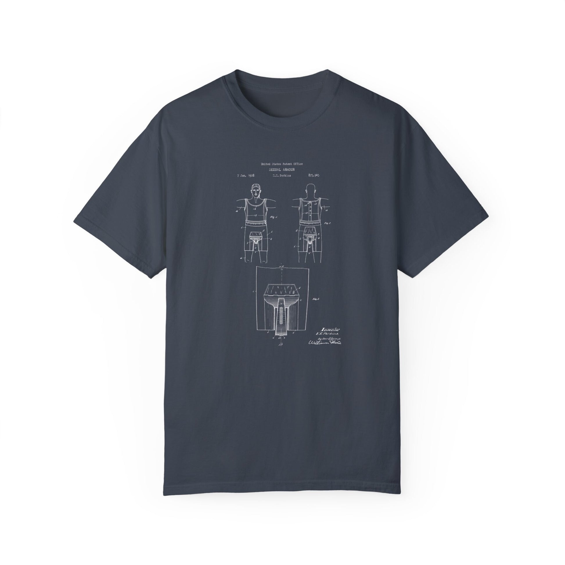 a blueprinted t - shirt with a drawing of a toilet