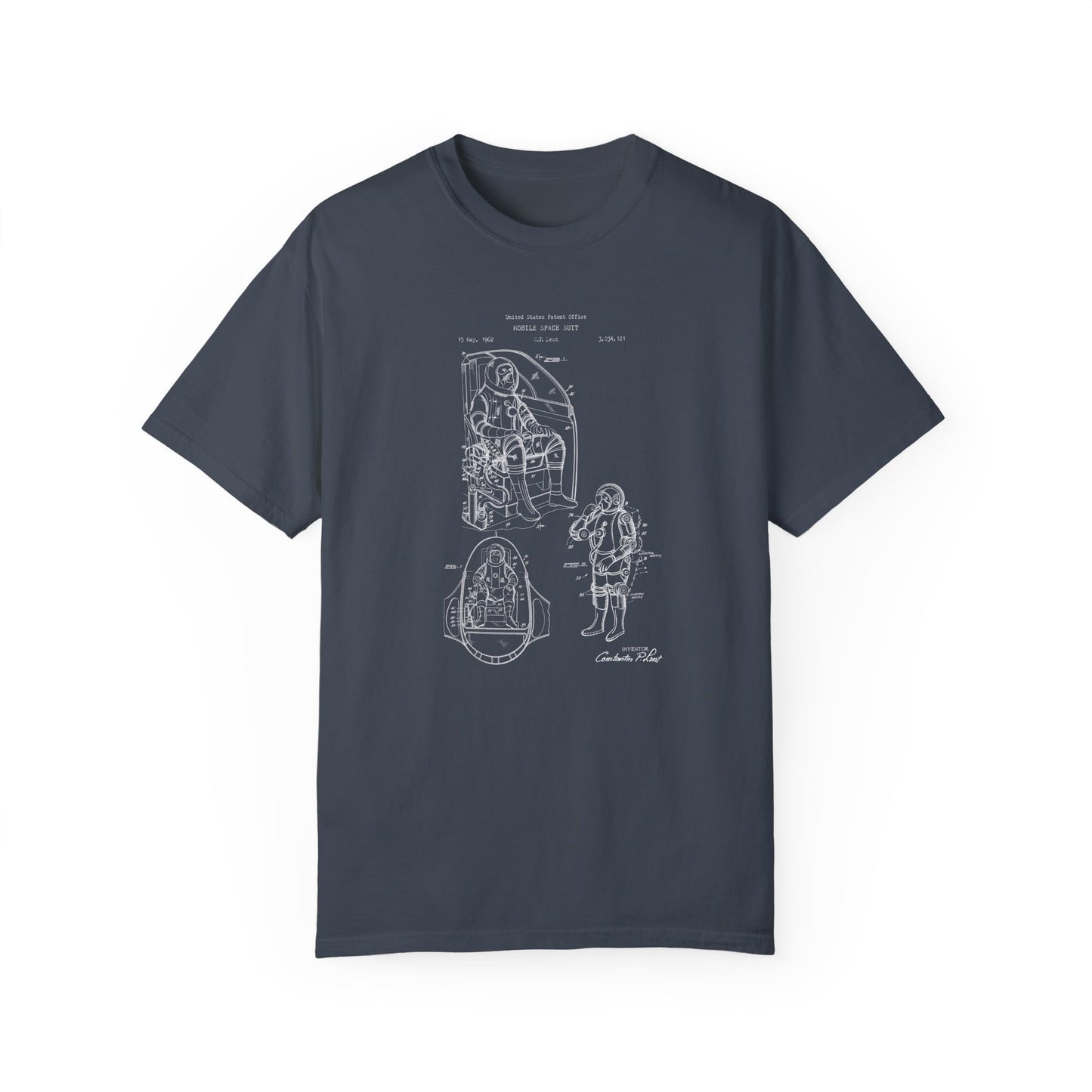 a blueprinted t - shirt with a drawing of a man and a woman