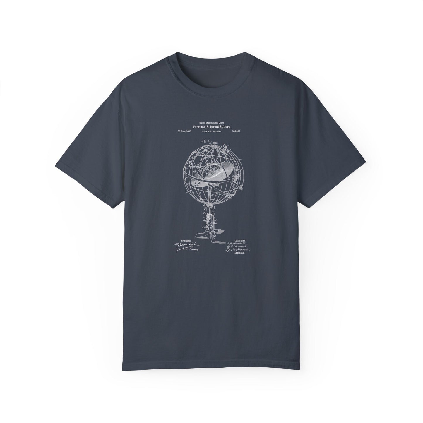 a t - shirt with a drawing of a globe on it