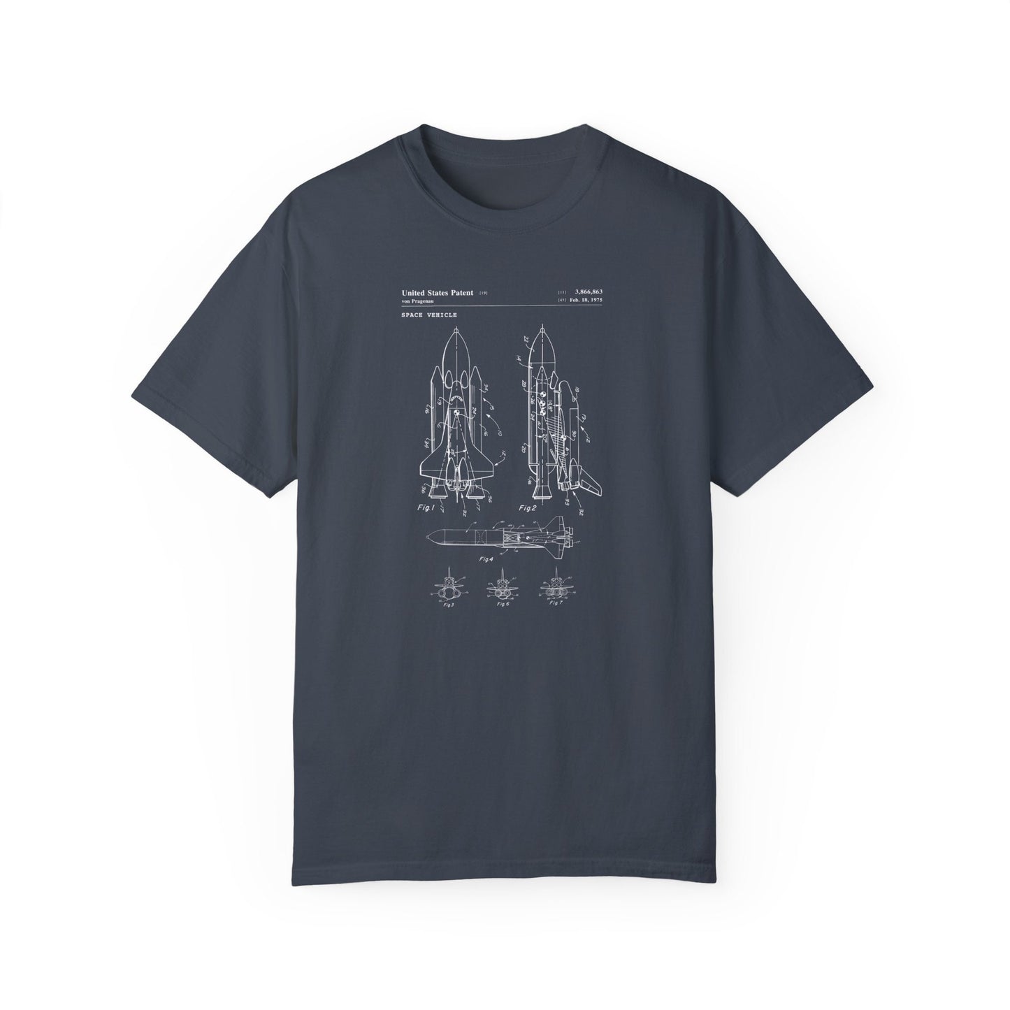 a blueprinted t - shirt with a drawing of a rocket ship