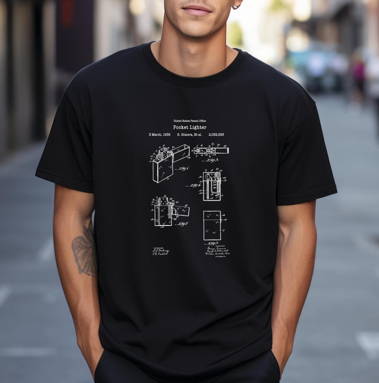 Original Zippo lighter design from US Patent Office. A quality T shirt perfect for husbands, dads, boyfriends , smokers.