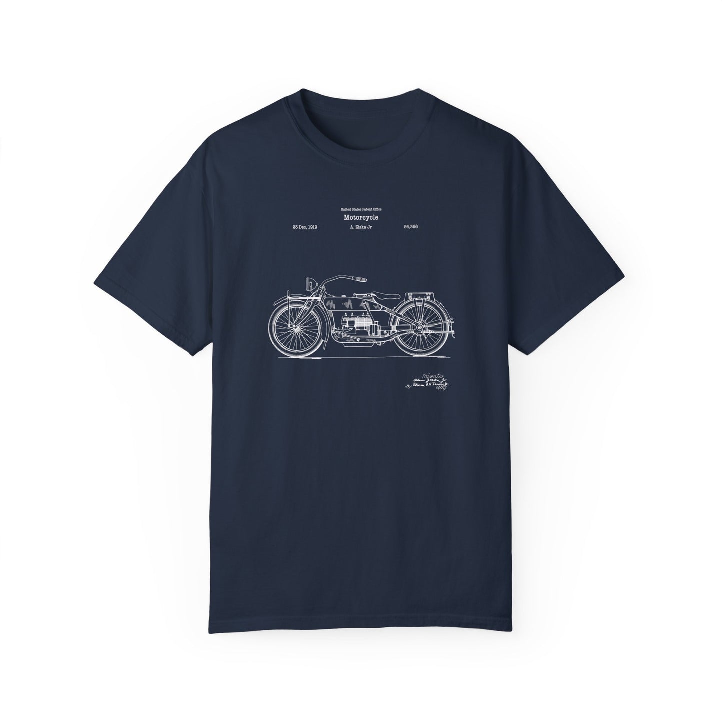 Ziska design for Harley Davidson motorcycle from US Patent office.  Perfect T shirt gift  for bikers, Harley fans, motorbike lovers