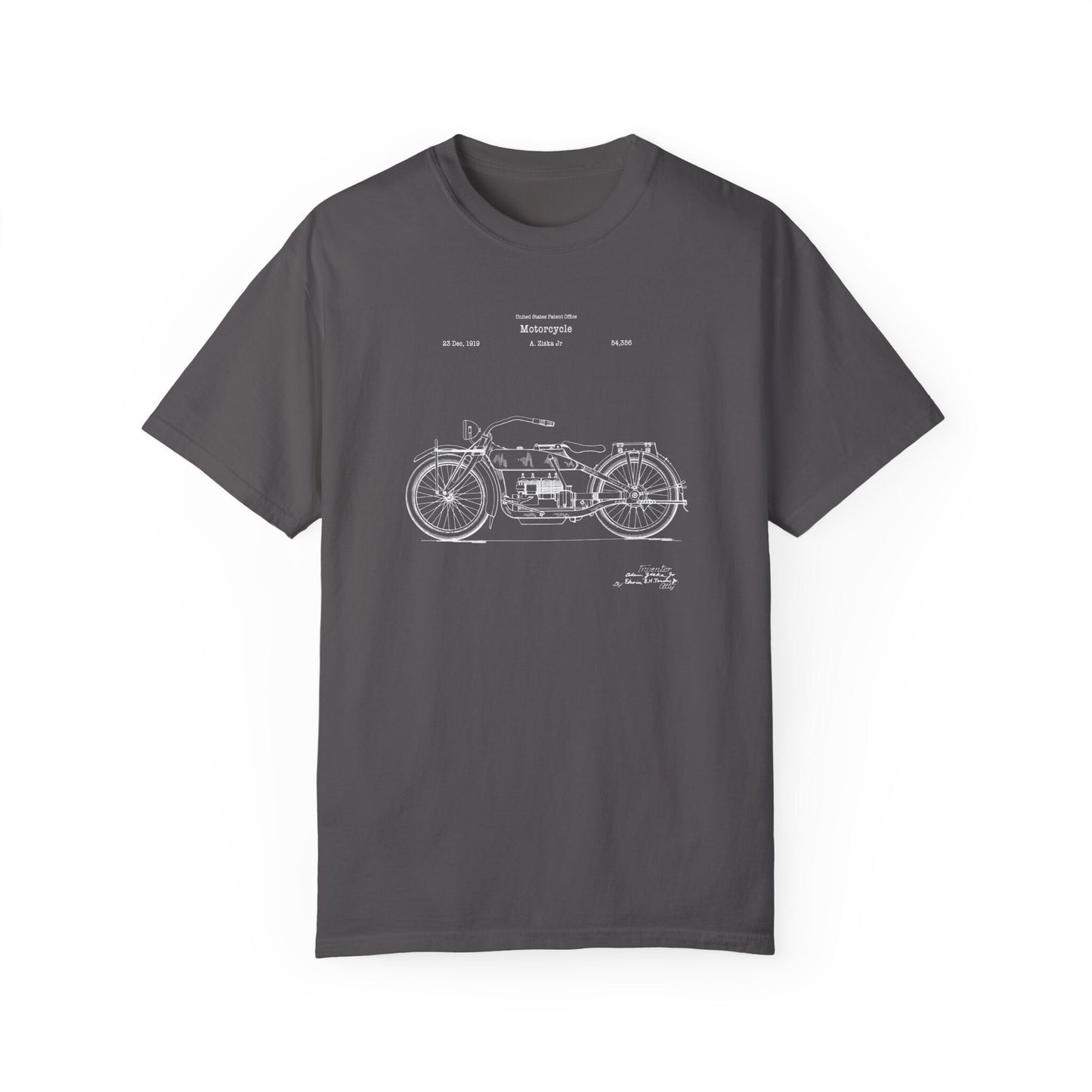 Ziska design for Harley Davidson motorcycle from US Patent office.  Perfect T shirt gift  for bikers, Harley fans, motorbike lovers