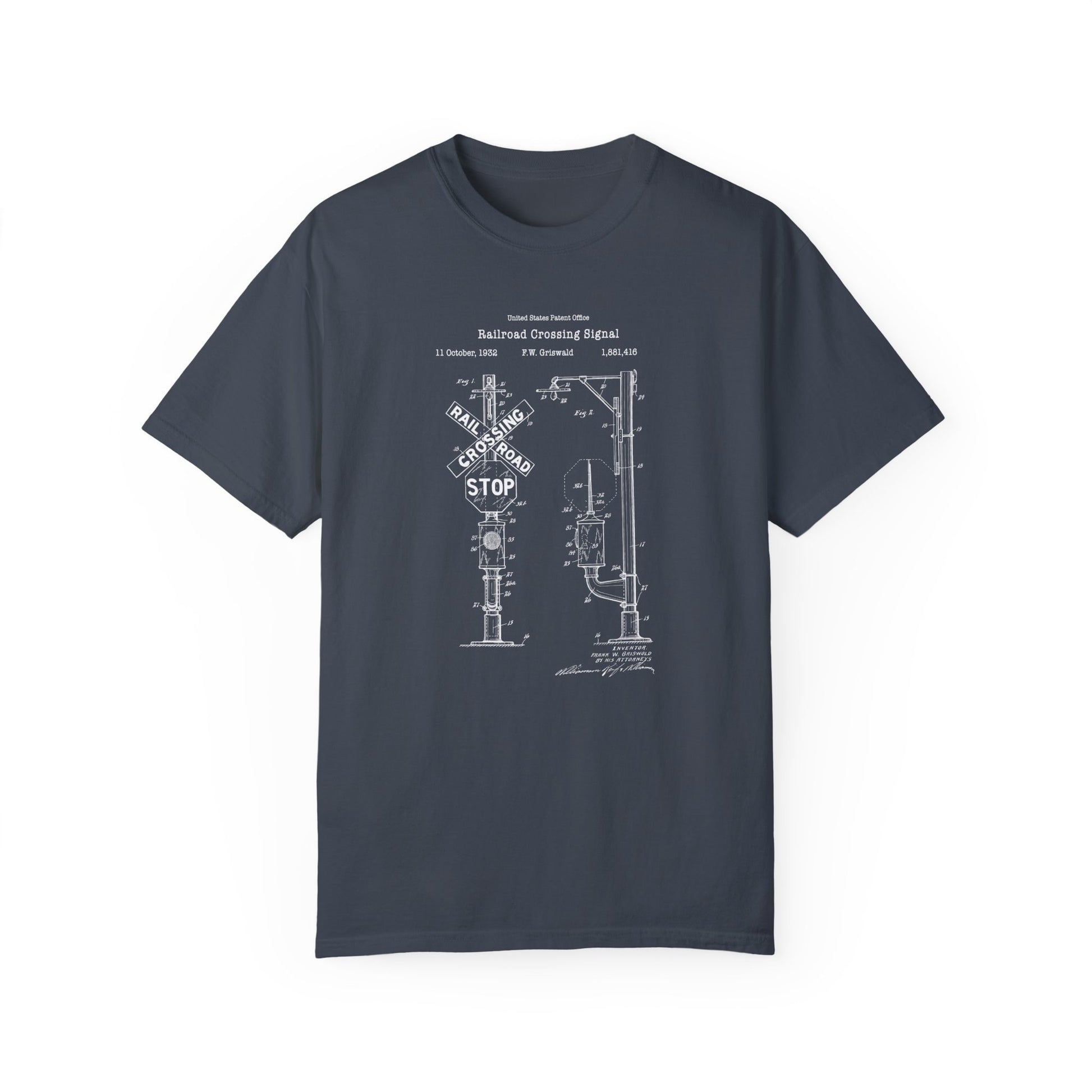 a t - shirt with a blueprint of a train engine