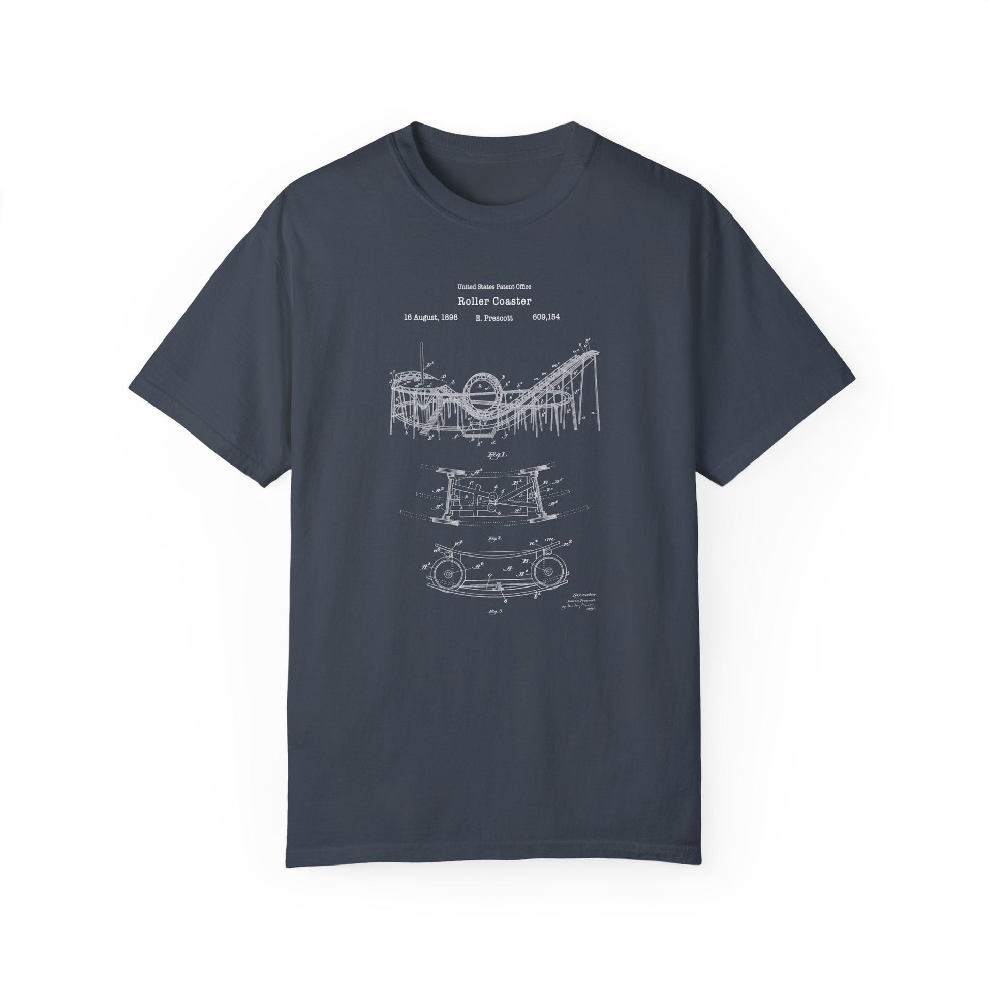 a t - shirt with a blueprint drawing of a train