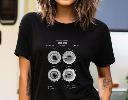 Old golf ball design from 1902 patent from the US Patent Office. A quality T shirt as gift for any golfer or sport history buff