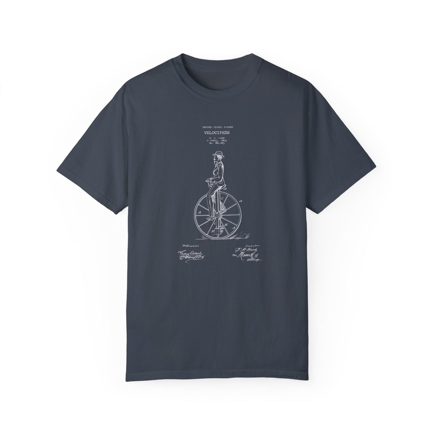 a t - shirt with a drawing of a bicycle