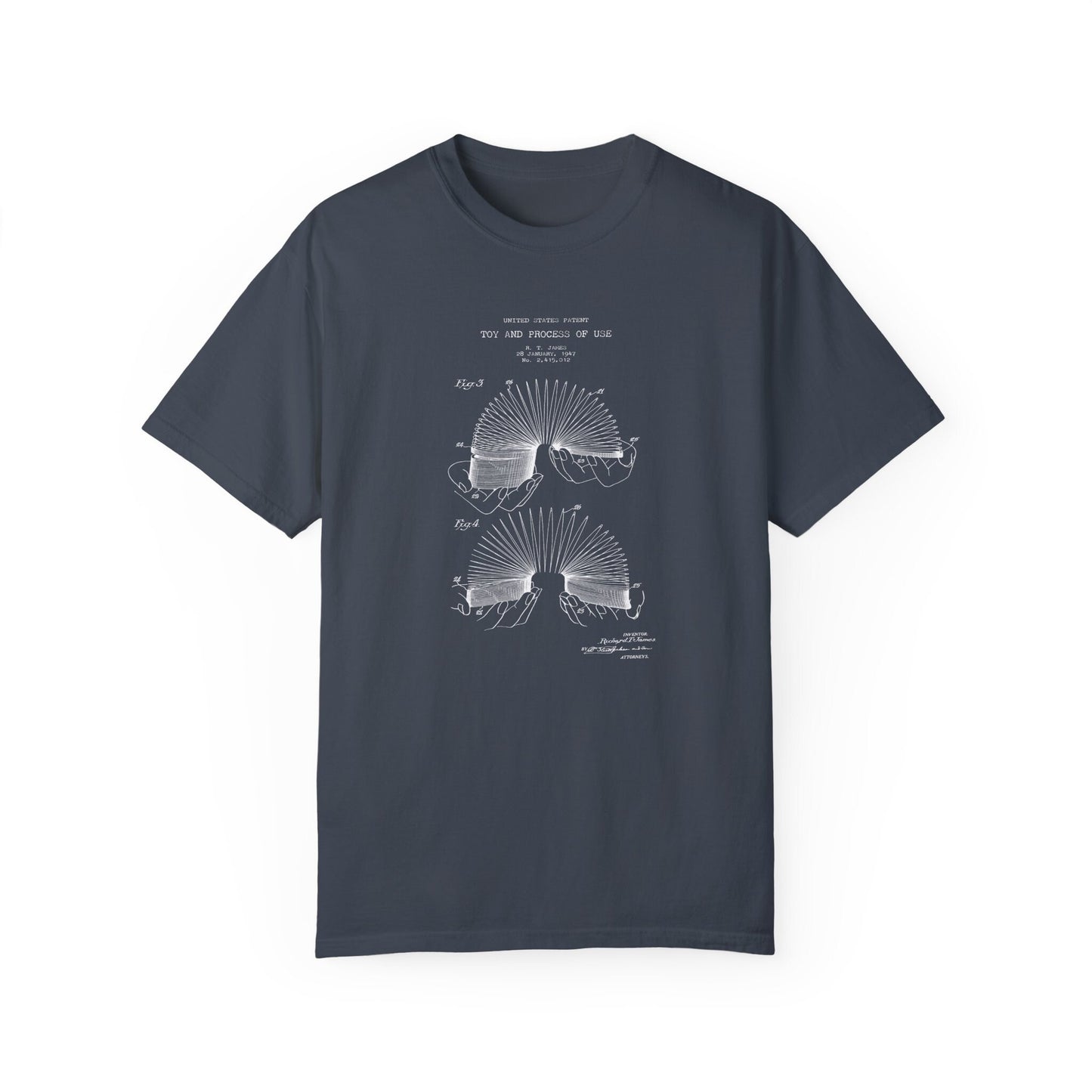 a navy blue t - shirt with a drawing of a fish