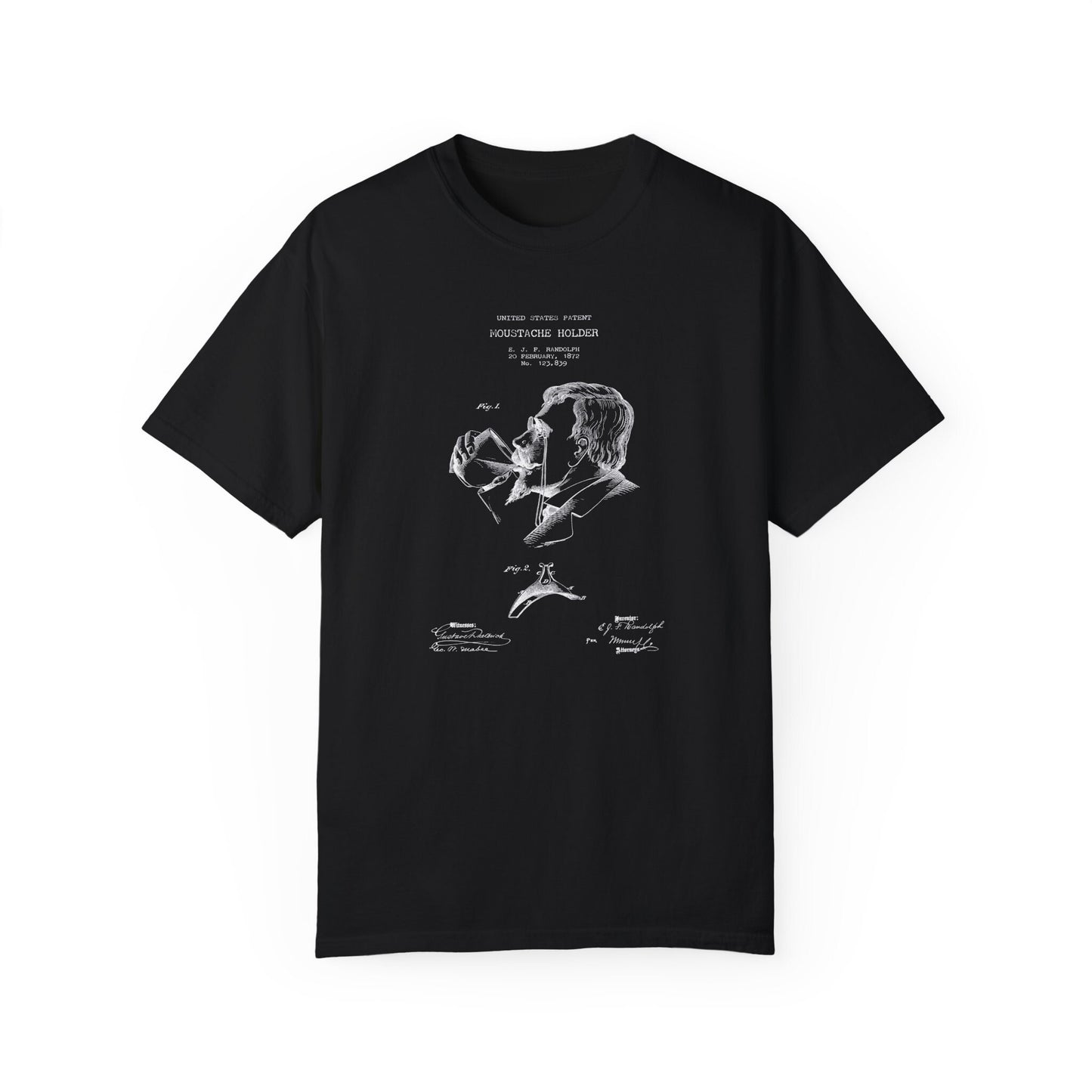 a black t - shirt with a drawing of a man&#39;s face