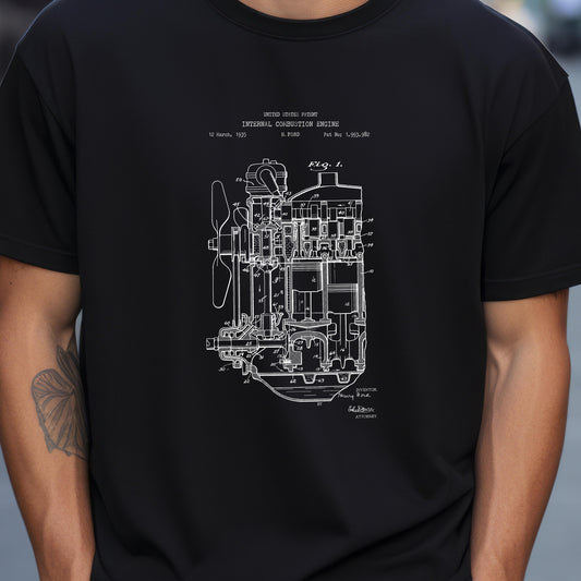 Henry ford engine design from the US Patent Office. Perfect T shirt gift for motorist, mechanic, car driver, petrol head, automobile