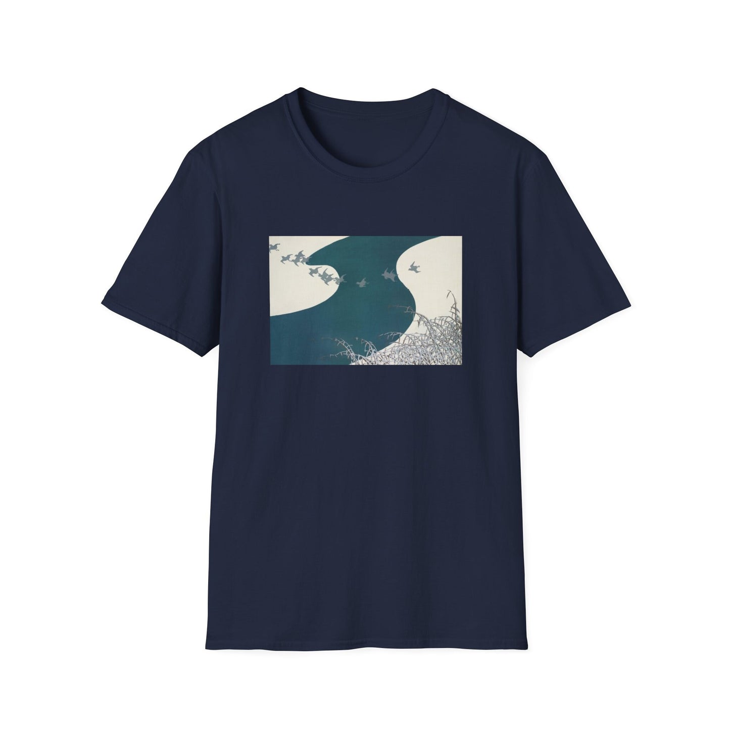 Kamisaka Sekka; Birds from Momoyogusa Flowers of a Hundred Generations T shirt  from famous Japanese woodblock print