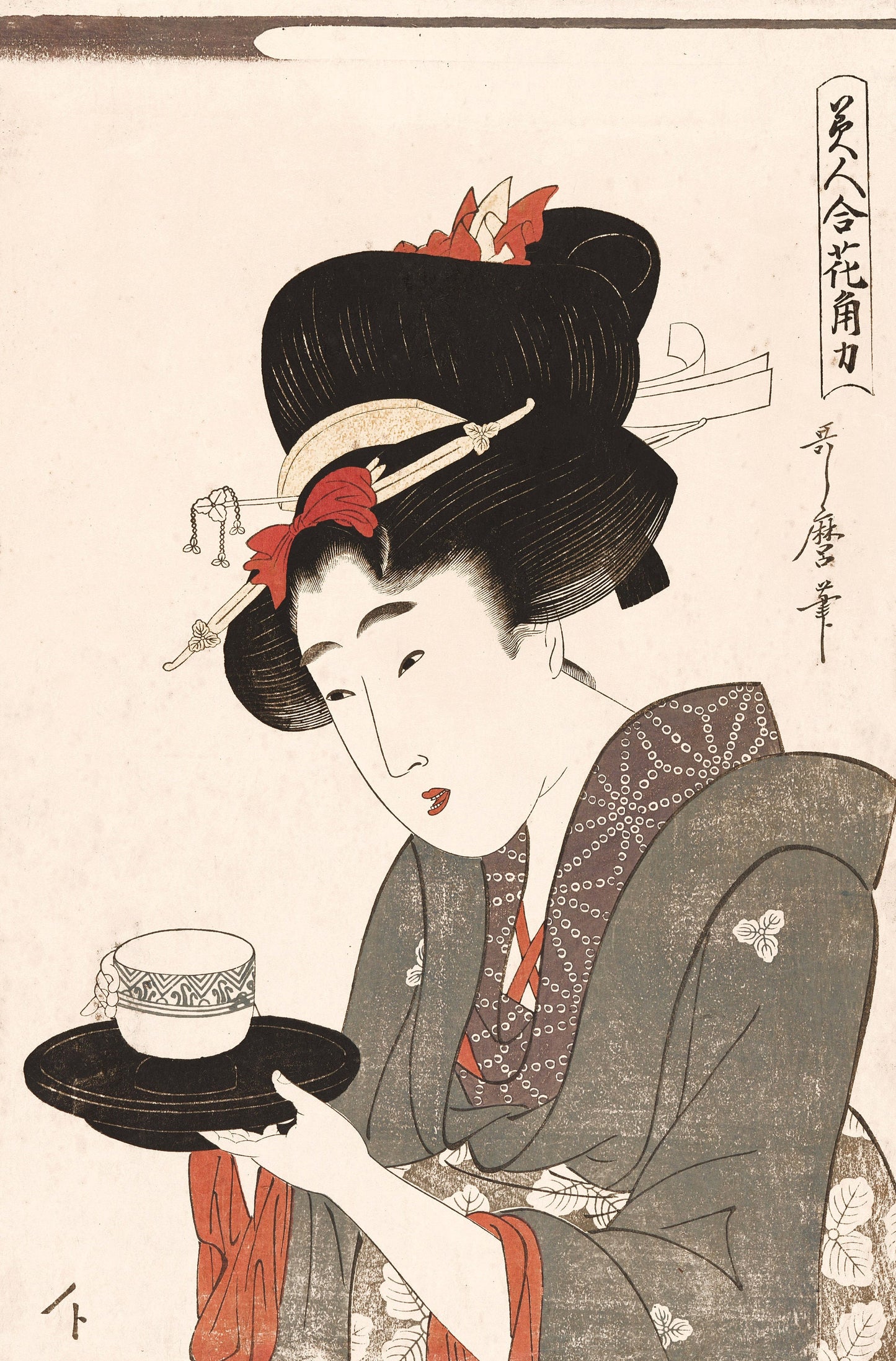 a painting of a woman holding a tea cup