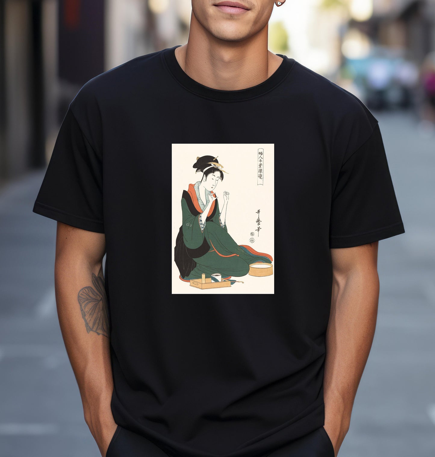 Woman with Thread by Kitagawa Utamaro   Famous Japanese woodblock print T shirt