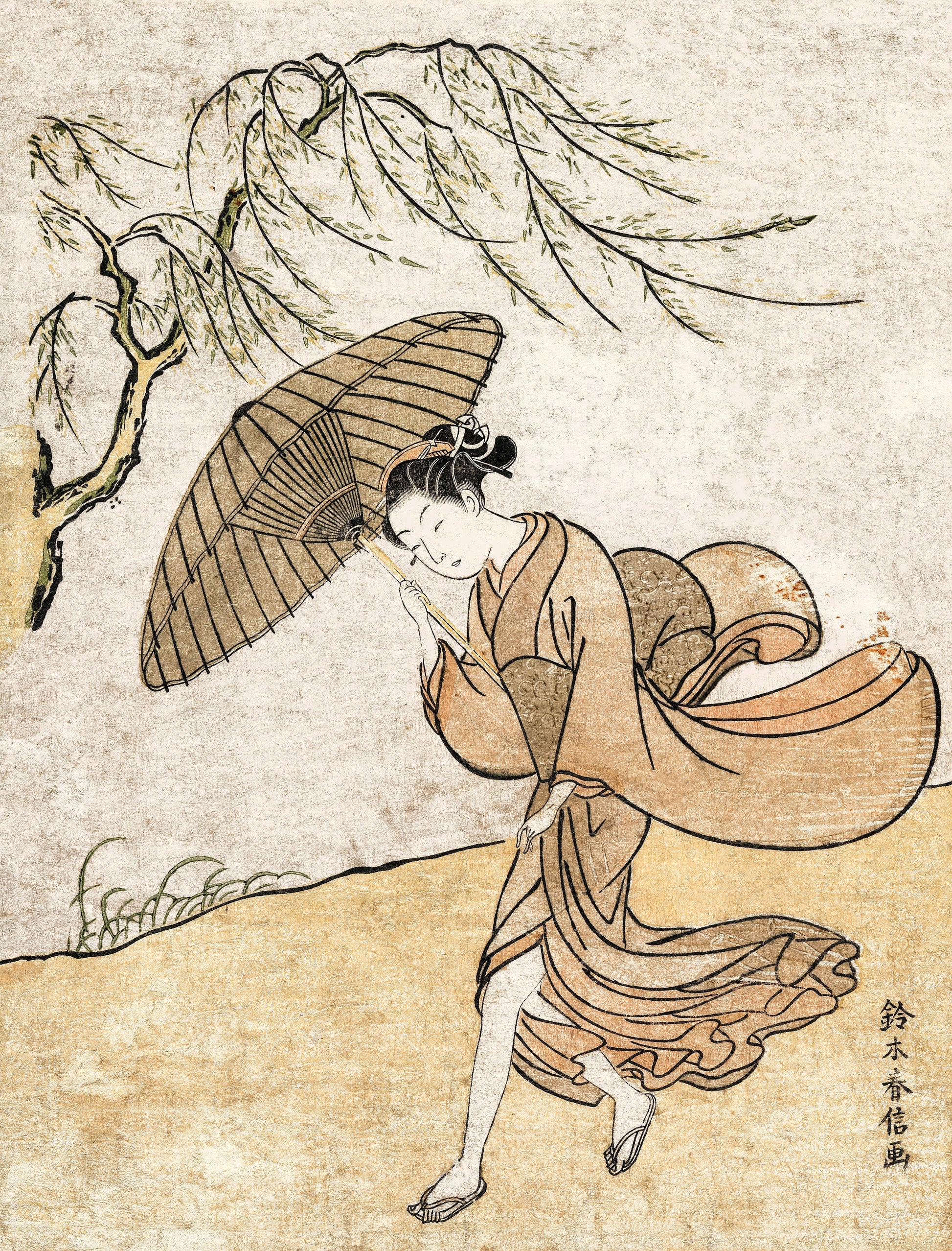 a painting of a woman holding an umbrella